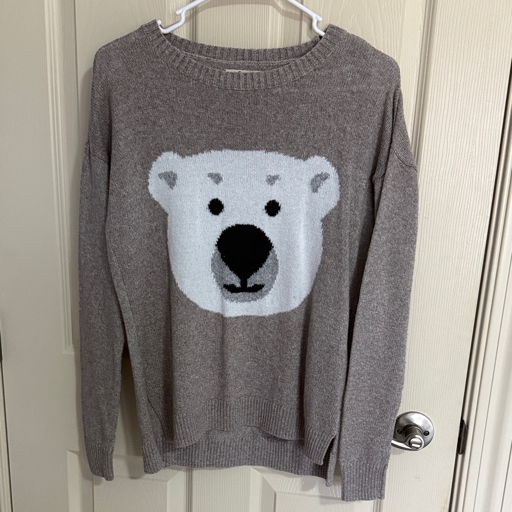 Hollister Brown Polar Bear Sweater